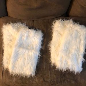 SOLD! White fuzzy legwarmers - Great for costumes!
